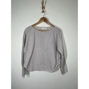 Xirena Medium Striped Cotton Poplin Shirt Red White Blue Boat Neck